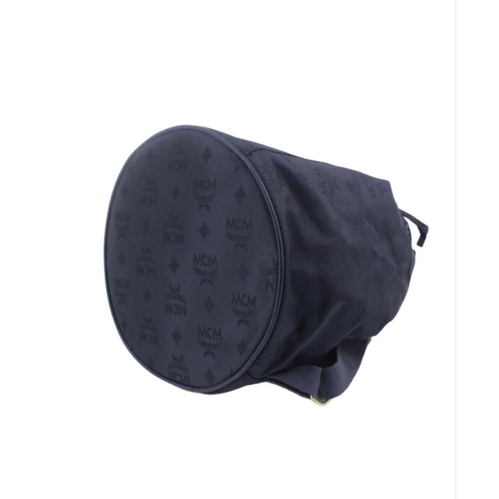 MCM Navy Monogram Drawstring Backpack 12.6”x12.6”x8.7”